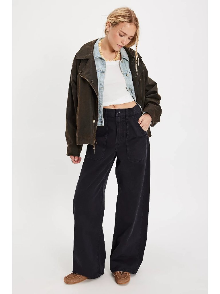 Nwt Citizens Of Humanity Ayla Cargo In Washed Black Rigid Twill Baggy Pants 26